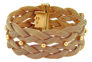 Mesh 24mm Wide 18k Rose Gold Link Double Braided Bracelet Italy