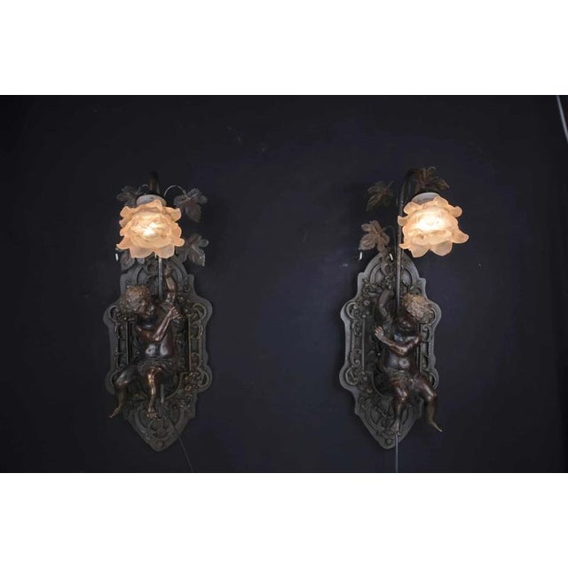 Wall Lamps with Angels, Set of 2 For Sale - Image 6 of 6
