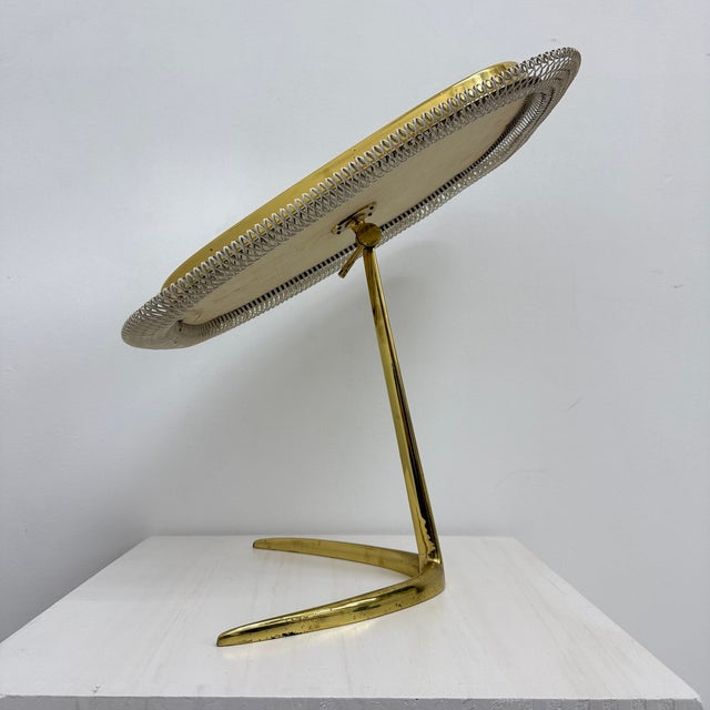 Metal Mid-Century Brass Vanity Table Mirror from Vereinigte Werkstätten, Germany, 1950s For Sale - Image 7 of 18