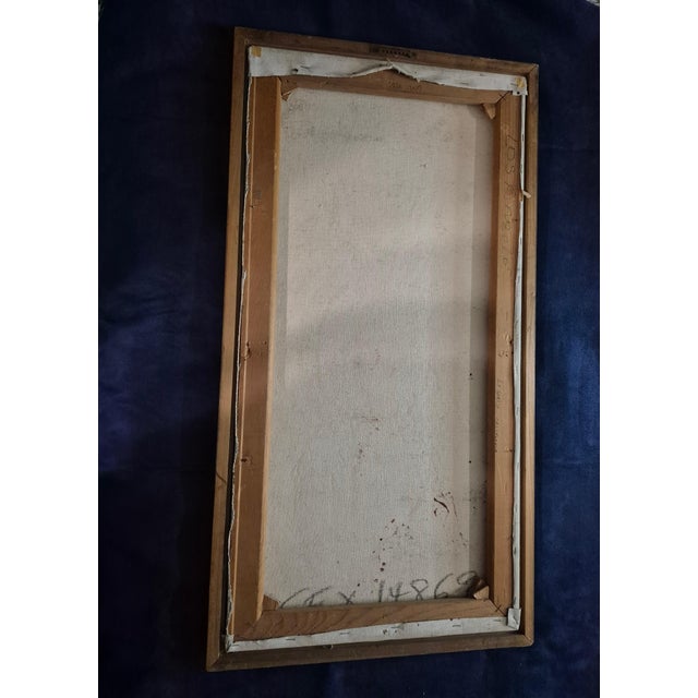 Mid-Century Modern Van Lowe Style Brutalist "King of Spades" Oil Painting on Canvas For Sale In Palm Springs - Image 6 of 11