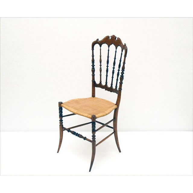 1920s Chiavarina Chairs in Cherry Wood with Straw Seat, 1920s, Set of 4 For Sale - Image 5 of 14