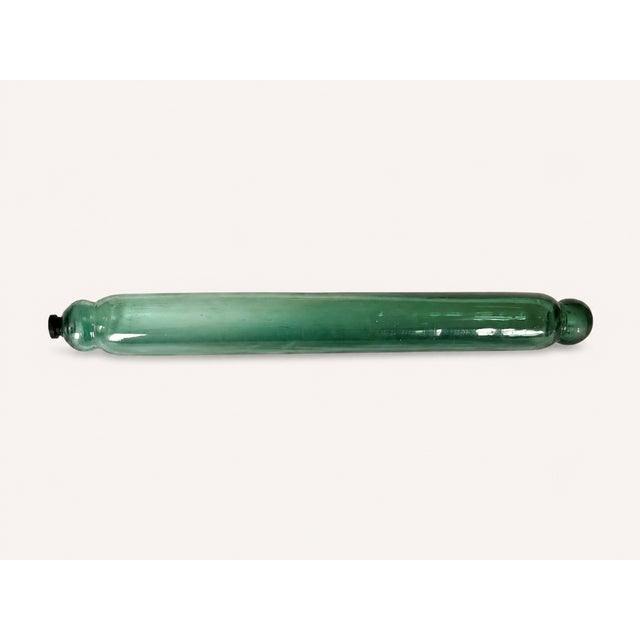 Farmhouse Antique Blown Green Glass Rolling Pin Ice-Fill Baking Tool Primitive Kitchen Decor For Sale - Image 3 of 5