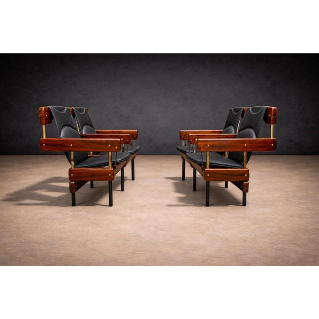 Black Pair of Double “Longarina” Auditorium Chairs, Sergio Rodrigues, 1965 For Sale - Image 8 of 13