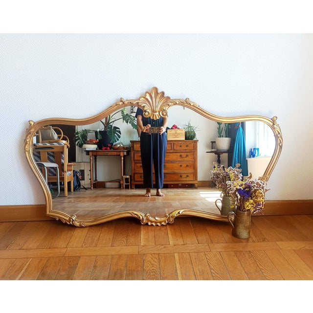 1970s Large Louis XV Style Giltwood Mirror, 1970s For Sale - Image 5 of 15