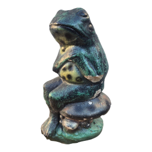 Anthropomorphic Adoring Frog Mushroom Cement Sculpture Yard Art Loving Statue