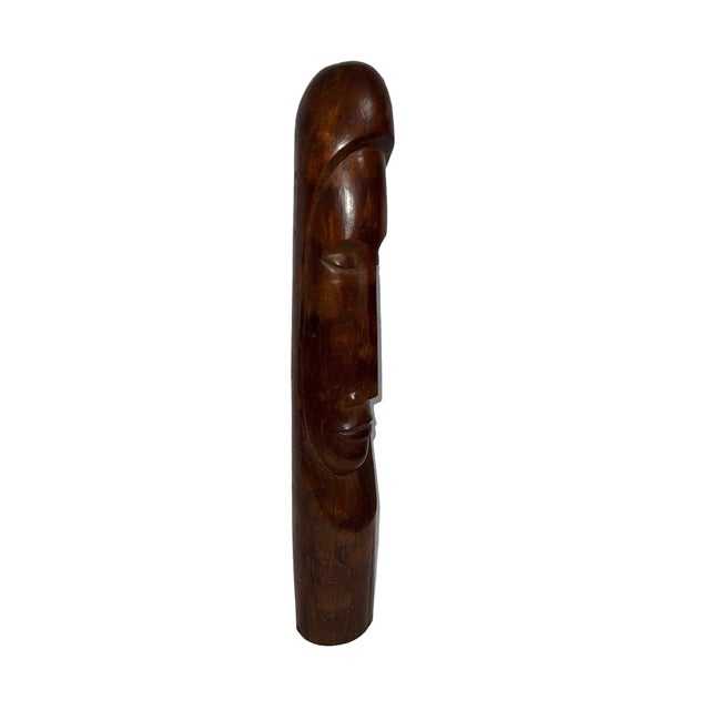 Florencio Gelabert, Cuban Master Florencio Gelabert Sculpture Large Wood Carving Bust Man Portrait For Sale - Image 14 of 18