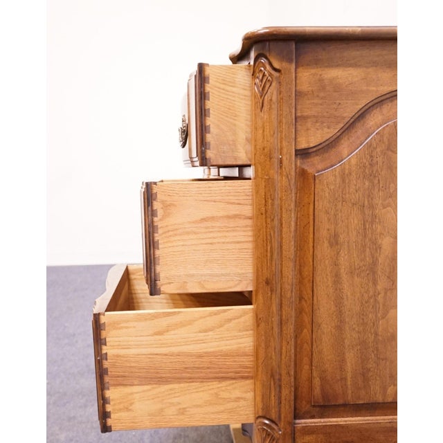 Brown Davis Cabinet Co. Solid Walnut Country French Provincial 64" Triple Dresser 1702 - Fleming Finish For Sale - Image 8 of 15