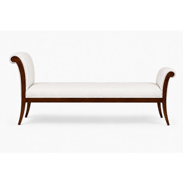 2010s Mid Century Style Klismos Chaise Lounge White Boucle/ Walnut Frame For Sale - Image 5 of 6