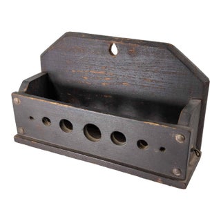 19th Century Primitive Farmhouse Black Painted Wall Mail or Letter Shelf For Sale