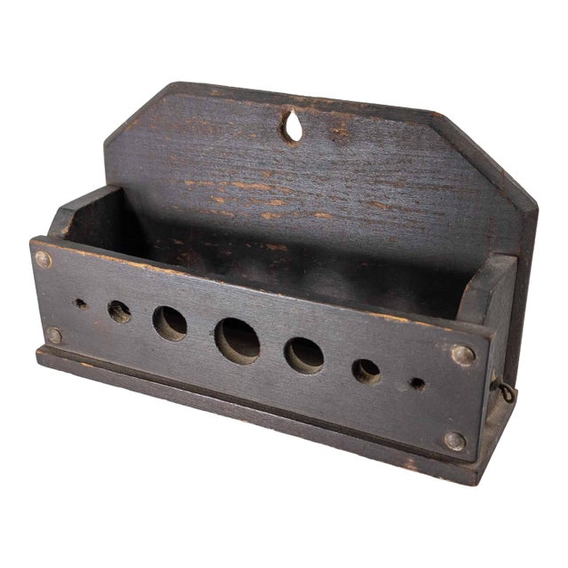 19th Century Primitive Farmhouse Black Painted Wall Mail or Letter Shelf For Sale