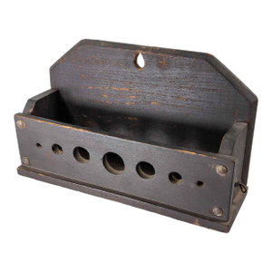 19th Century Primitive Farmhouse Black Painted Wall Mail or Letter Shelf