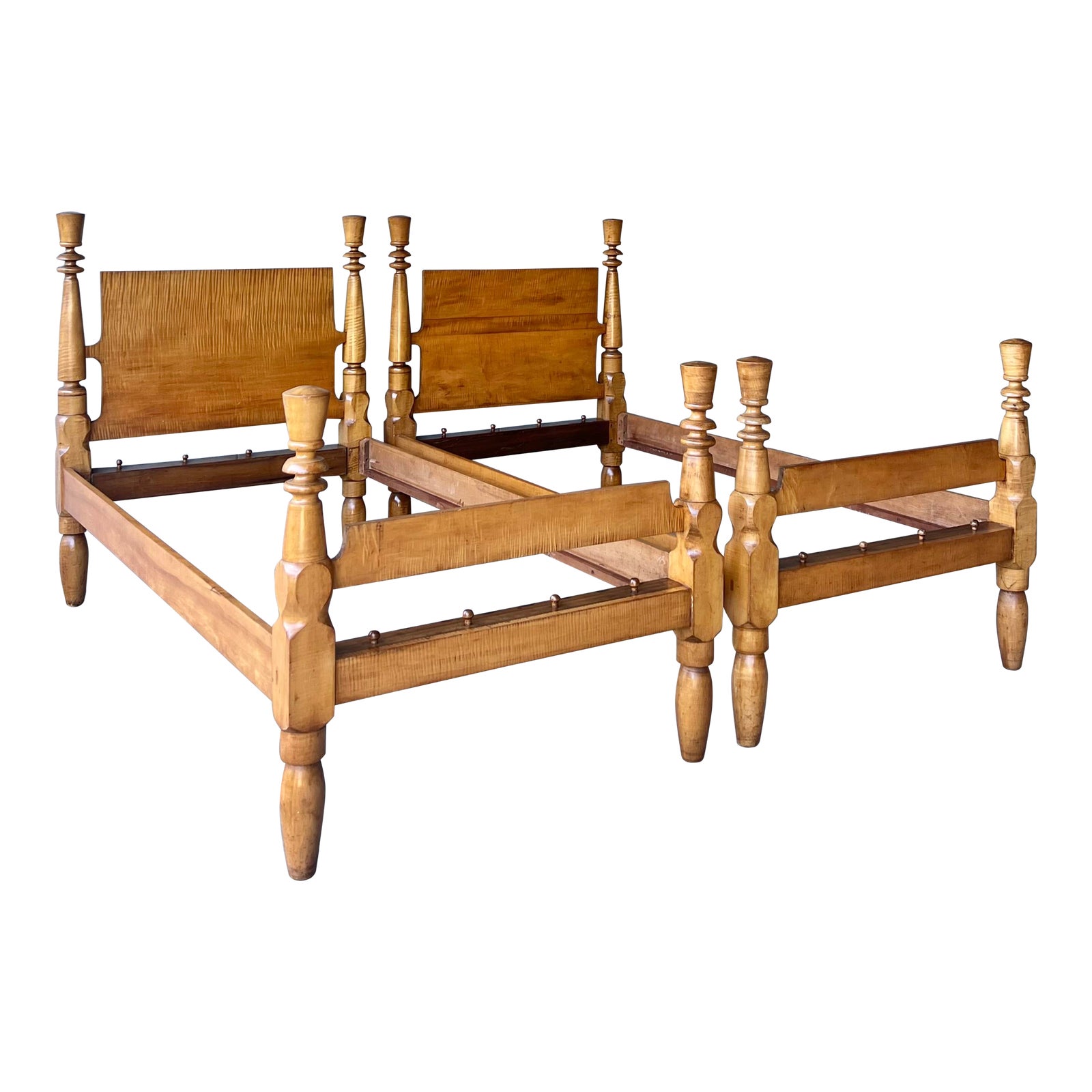 Antique 19th Century Tiger Maple Twin Beds a Pair Chairish