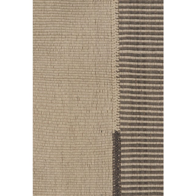 2010s Rug & Kilim's Accent Kilim, Beige and Gray Textural Stripes For Sale - Image 5 of 8
