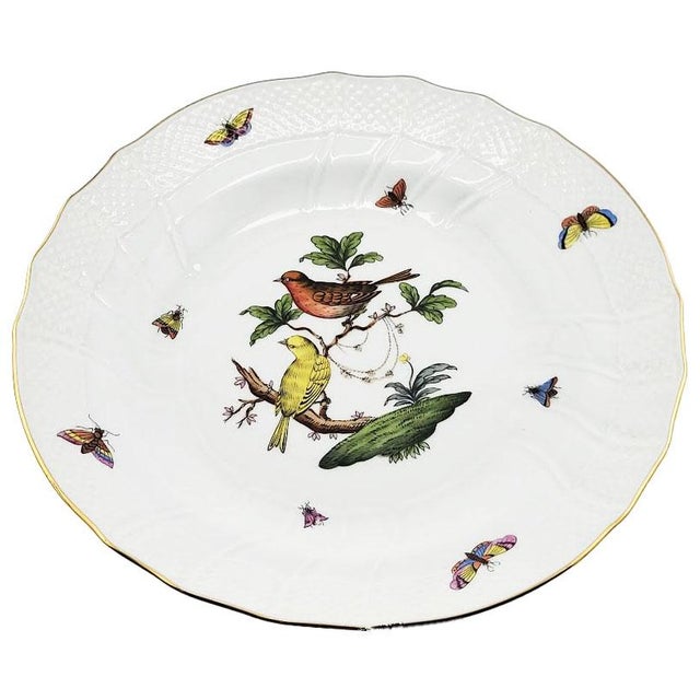 Rare Herend dinner plate by Rothschild Bird, birds & insects, signed & numbered on back, Herend Rothschild Bird Porcelain...