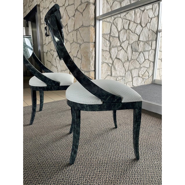 Postmodern Vintage Lacquered Wood Italian Hollywood Regency Dining Chairs by Pietro Costantini - A Pair For Sale - Image 3 of 13
