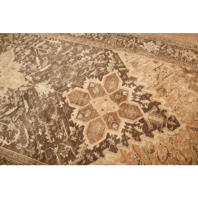 Textile Vintage Zabihi Collection Persian Heriz Brown Gallery Rug For Sale - Image 7 of 12