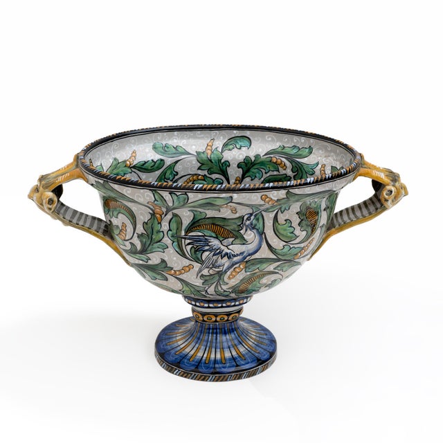 Manufactory Maiolica Artistica Pesarese Map Two-Handled Vase, Italy, 1920s For Sale - Image 3 of 8