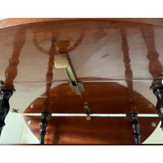 Blue Mid-Century Italian Hollywood Regency Marquetry Drop-Leaf Bar Cart For Sale - Image 8 of 9