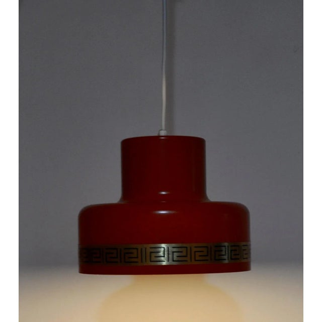 Metal Vintage Pendant Lamp in Orange from Vitrika For Sale - Image 7 of 10