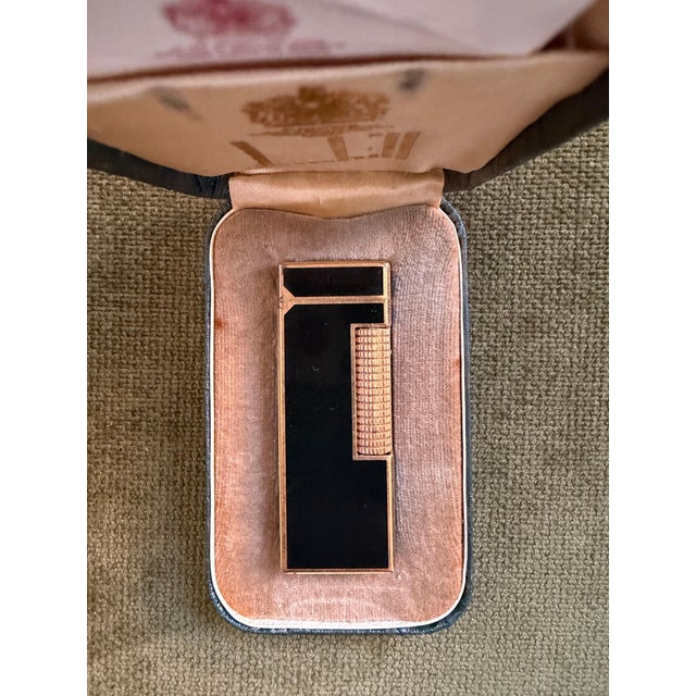 Rare Vintage Dunhill Gold Plated Black Lacquer Lighter Original Sky Case For Sale - Image 9 of 13