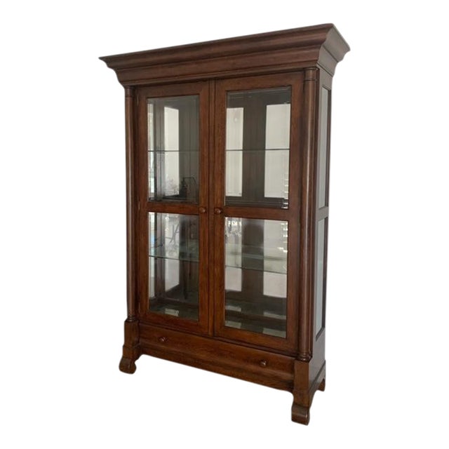 1970s Solid Mahogany Wood and Glass Display Cabinet / Vitrine For Sale