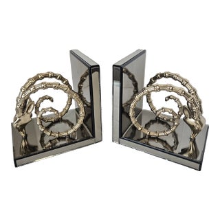 Rams Head (Aries) Ibex Bookends- a Pair For Sale