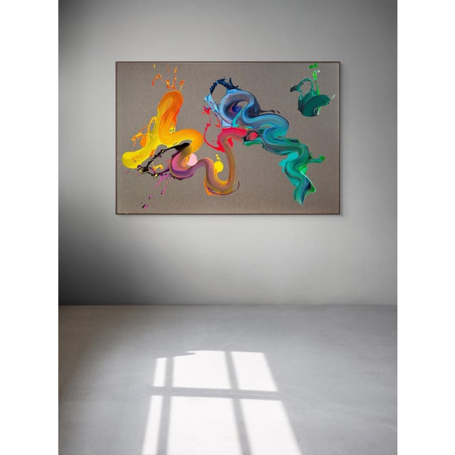 Abstract Contemporary Abstract Acrylic on Canvas "Don't Look Back" by Nikolaos Schizas For Sale - Image 3 of 4