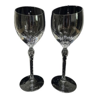 Lenox Aria Wine Glasses, Set of 2, Discontinued Pattern, With Twist Stem For Sale