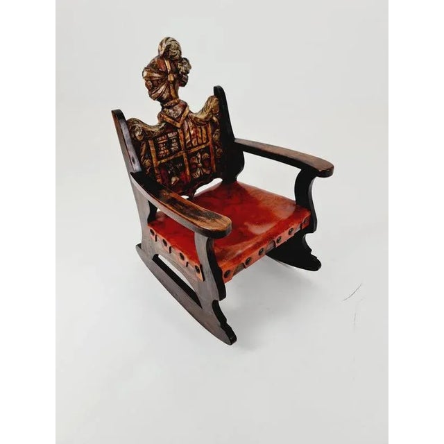 Antique Spanish Hand-Carved Wood Rocking Armchair, 1900s For Sale - Image 15 of 18