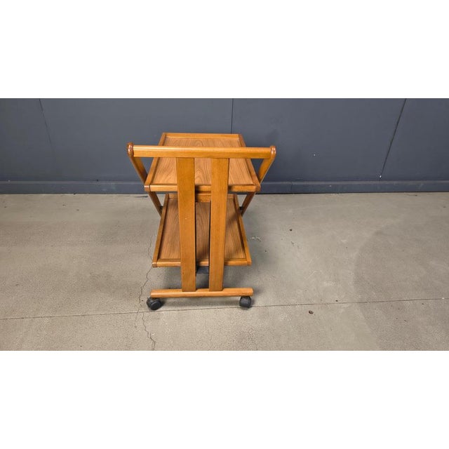Vintage Italian Foldable Wooden Serving Cart, 1980s For Sale - Image 11 of 18