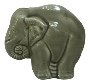 C.1930 French Majolica Elephant Money Bank Saint Clement