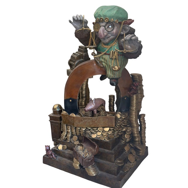1980s Large Charles Bragg 1988 Bronze Sculpture "'The Midas Touch For Sale - Image 5 of 6