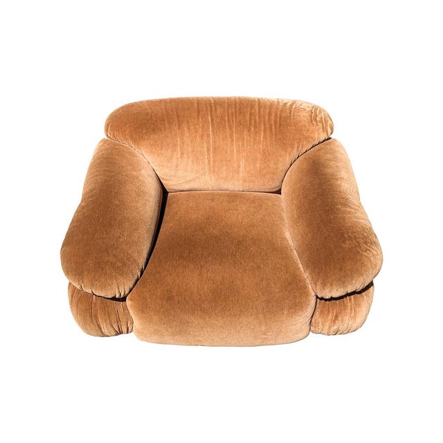 Space Age Sesann Chair in Camel Brown Alpaca Velvet by Gianfranco Frattini for Cassina, 1972 For Sale - Image 6 of 10
