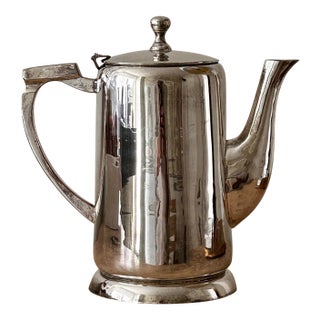 Vintage Mid-Century Modern Silver Plate Hotel Silver Coffee Pot / Hot Water Server For Sale