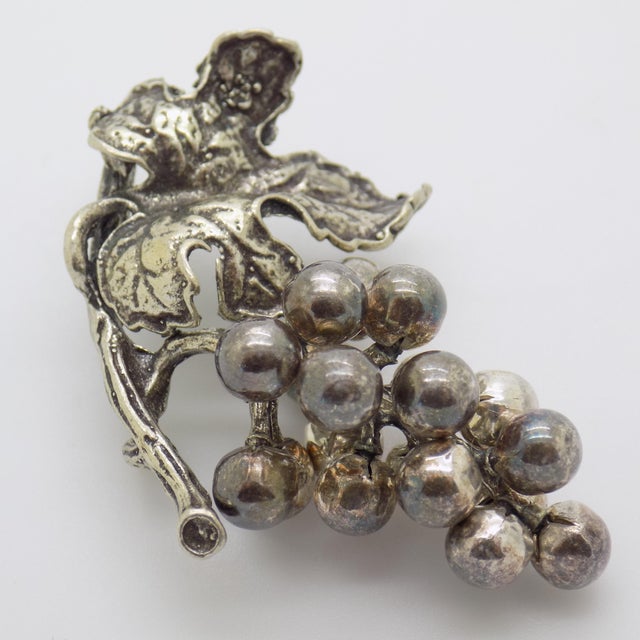 Metal Vintage Italian Handmade Genuine Silver Bunch of Grapes Large Miniature Figurine For Sale - Image 7 of 10
