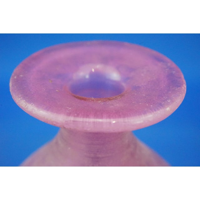 20th Century Blown Pink Glass Vase Bottle Worked with Acid from the Cenedese Glassworks, Italy, 1950s For Sale - Image 11 of 18
