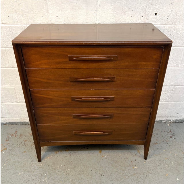 Broyhill Broyhill "Emphasis" Mid-Century Walnut Highboy Dresser For Sale - Image 4 of 17