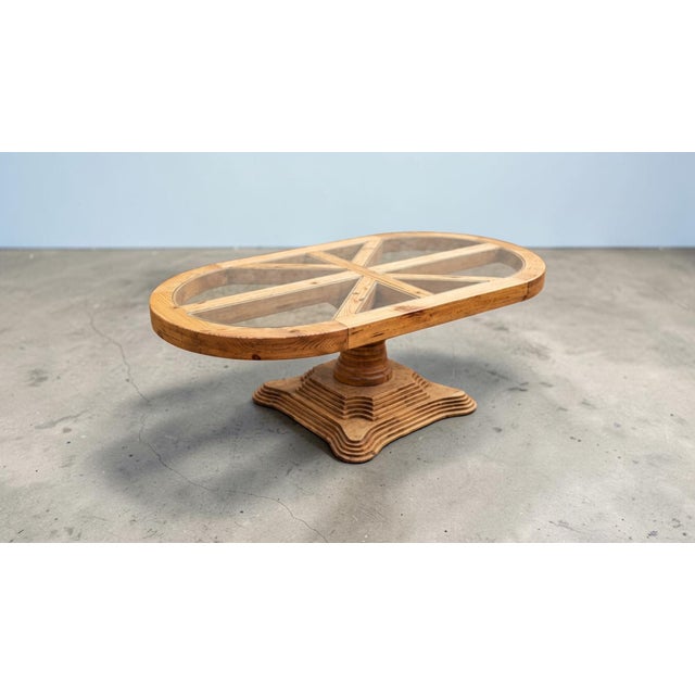 1970s Vintage Architectural Oval Table in Wood and Glass, 1970 For Sale - Image 5 of 5
