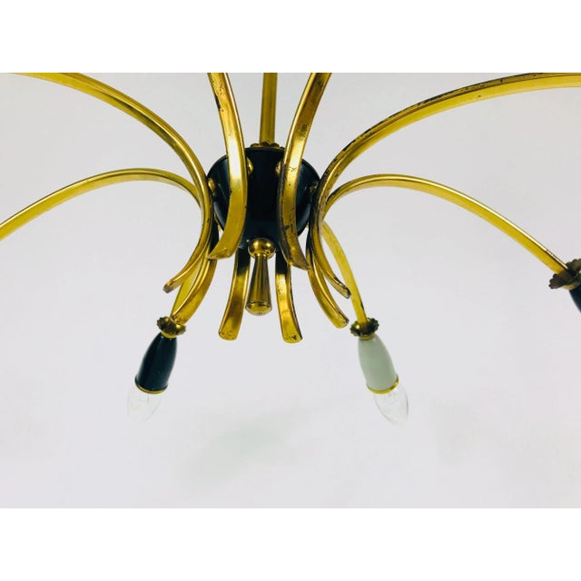 Large Brass 8-Arm Sputnik Chandelier, 1950s For Sale - Image 8 of 13