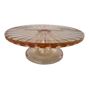 Vintage Pink Depression Glass Ball Footed Cake Plate