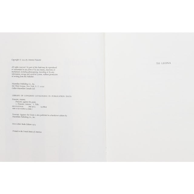 Frasconi, Against the Grain, with an introduction by Nat Hentoff and an appreciation by Charles Pankhurst. Softcover book,...