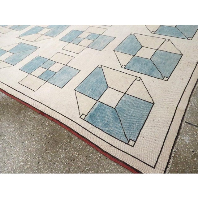 Ivory Galerie Shabab Collection Mid-20th Century Turkish Art Deco Style Accent Rug For Sale - Image 8 of 10