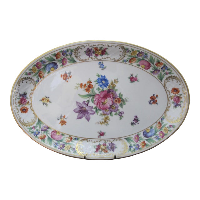 Dresden Schumann Bavaria Floral Empress 14 1/2" Oval Serving Dish Platter Tray For Sale