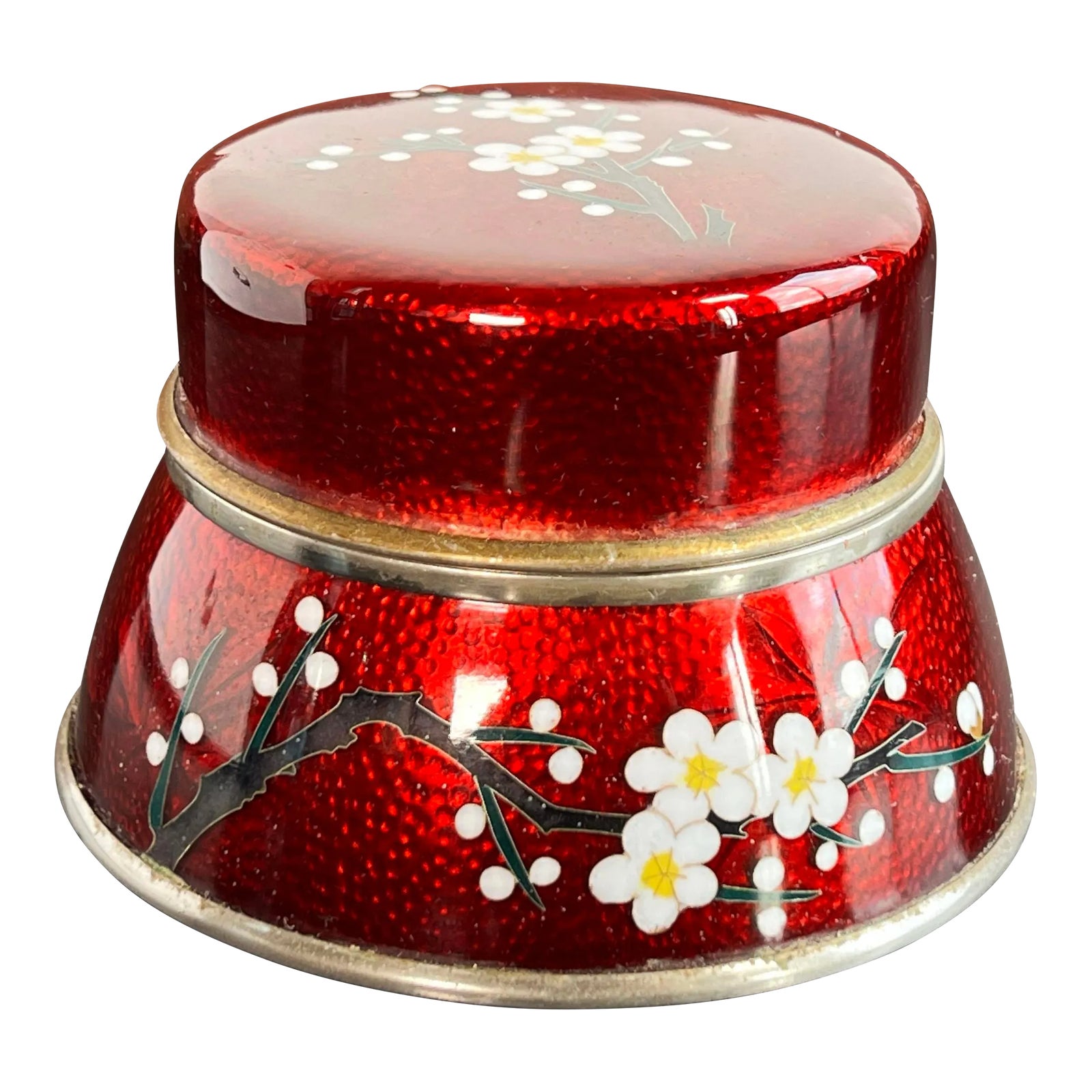 Vintage Showa Era Japanese Cloisonne Jewelry / Trinket Box by Sato