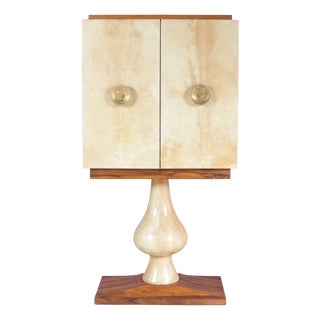 Italian Goatskin Bar Cabinet on Pedestal Base by Aldo Tura, 190s For Sale