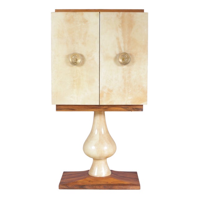 Italian Goatskin Bar Cabinet on Pedestal Base by Aldo Tura, 190s For Sale