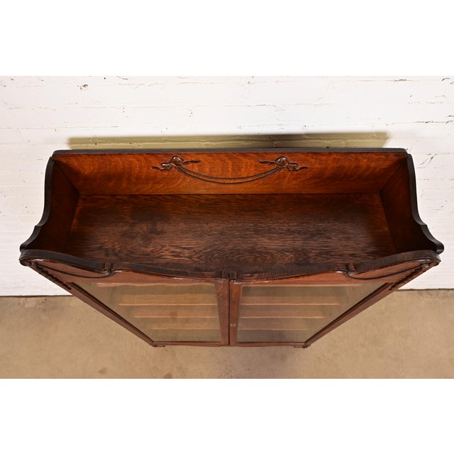 R. J. Horner Style Antique Victorian Carved Oak Bookcase, Circa 1890s For Sale - Image 9 of 12