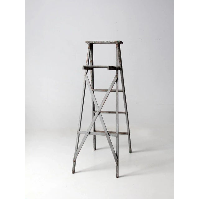 Farmhouse Vintage Wooden Painter's Ladder For Sale - Image 3 of 11