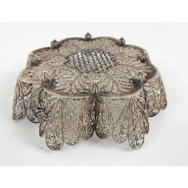 Early 20th Century Vintage Silver Wire Filagree Dish For Sale - Image 5 of 7