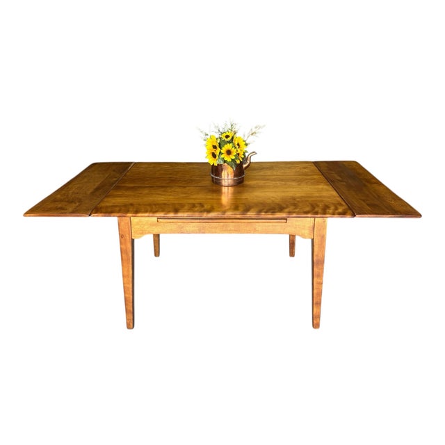American 1950s Cushman Colonial Creations Draw Leaf Hard Rock Maple Dining Table For Sale - Image 3 of 12